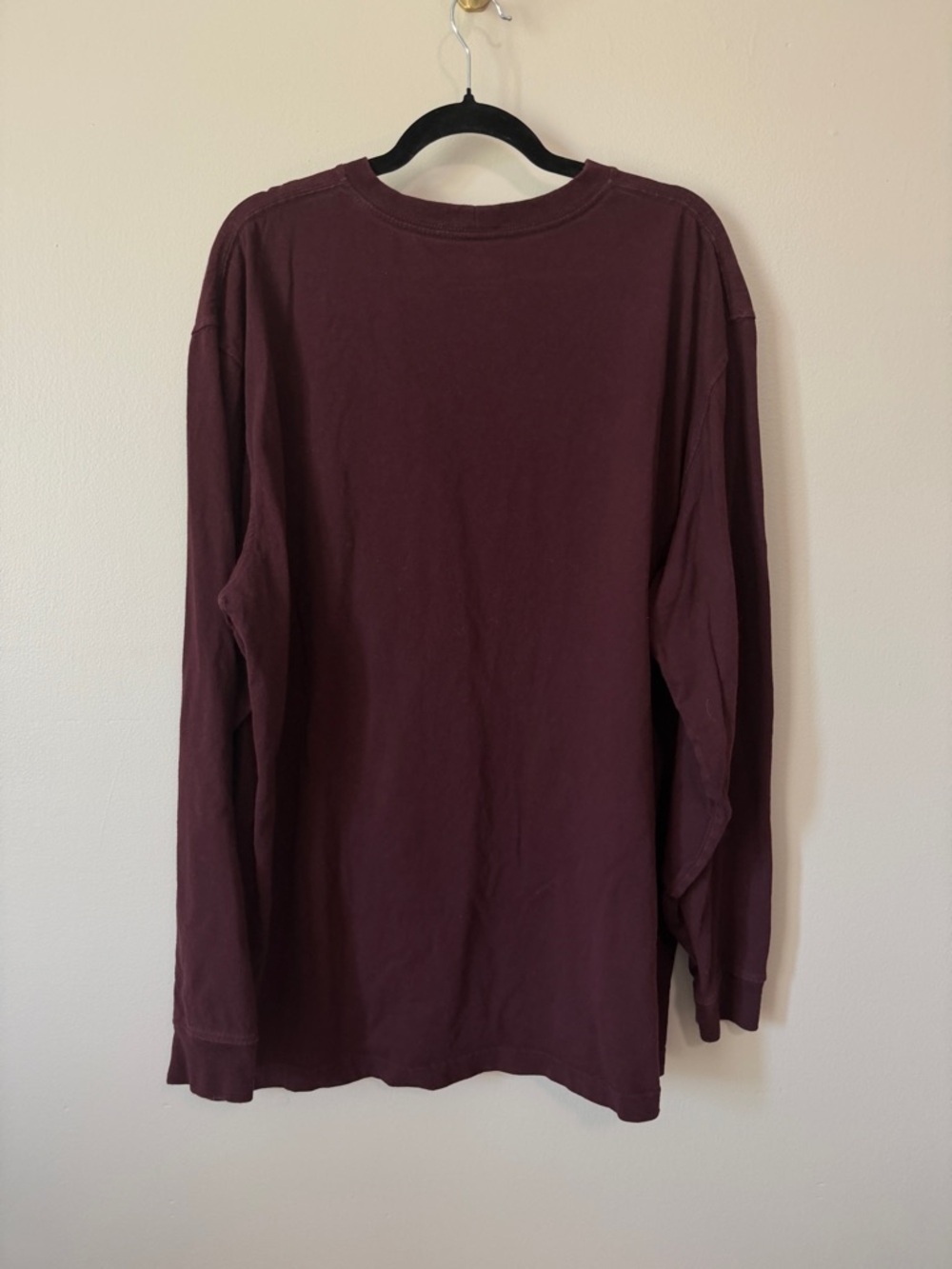 Carhartt maroon long sleeve chest pocket tee shirt size extra large 100% cotton - Picture 3 of 5